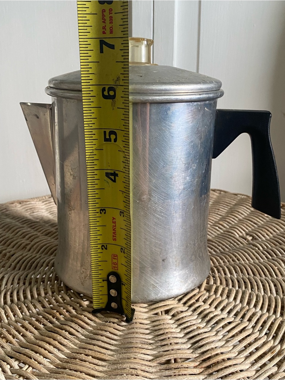 Classic Aluminum Coffee Percolator with Black Handle - Silver